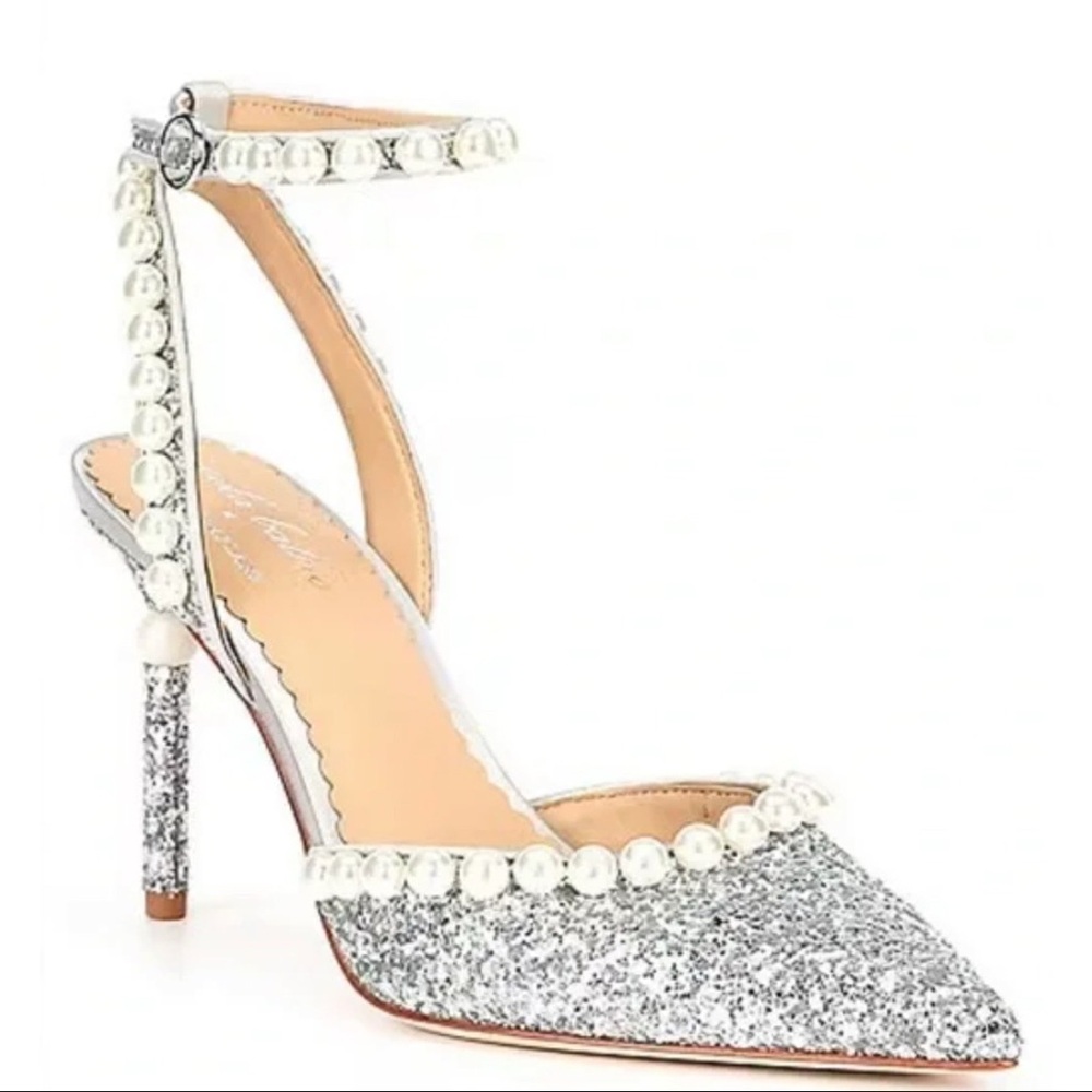 Nicola Bathie x Antonio Melani Glitter Pearls Ankle Strap Heels